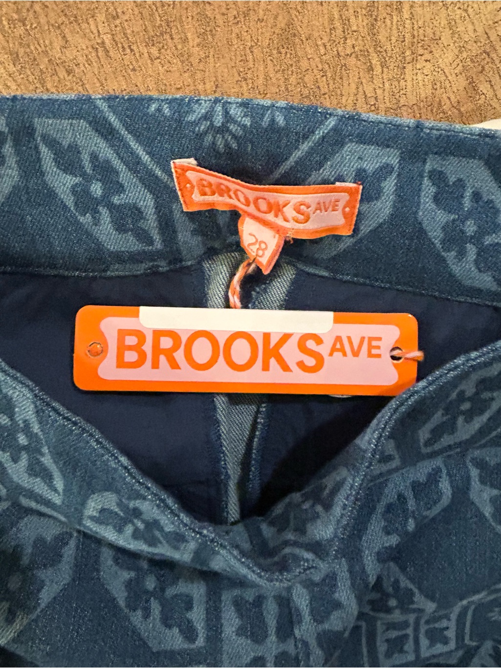 Brooks Ave- Tetlow Pattern Blue Trouser Denim Nwt — image 6 of 8